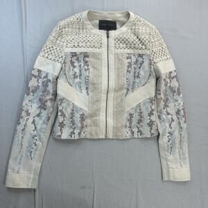 BCBGMAXAZRIA XS White Jacket Full Zip Motorcycle Style